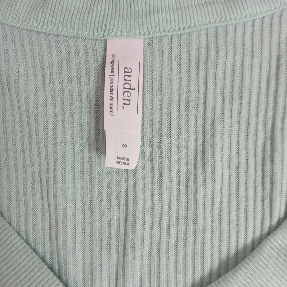 Auden Women's Mint Green Ribbed Pajama Set Shorts and Long Sleeve Cardigan S NWT - Picture 3 of 7